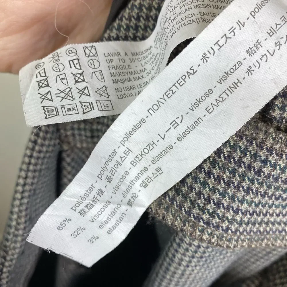 Zara Basic Brown Mini Houndstooth Check High Rise Trouser Pants - Picture 5 of 5